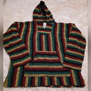 Men"s Striped Multicolor Baja Hoodie With Kangaroo Pouch Sz. XL NWT